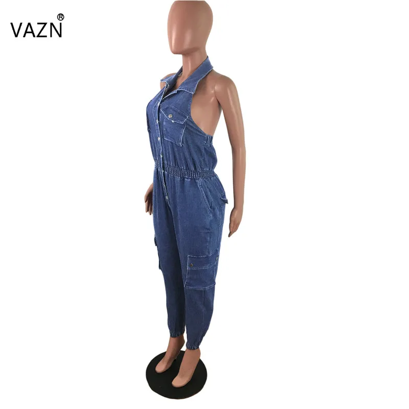 VAZN JLX8695 новые модные спортивные костюмы Комбинезоны однотонные с коротким рукавом и молнией круглый короткий рукав женские эластичные длинные узкие комбинезоны