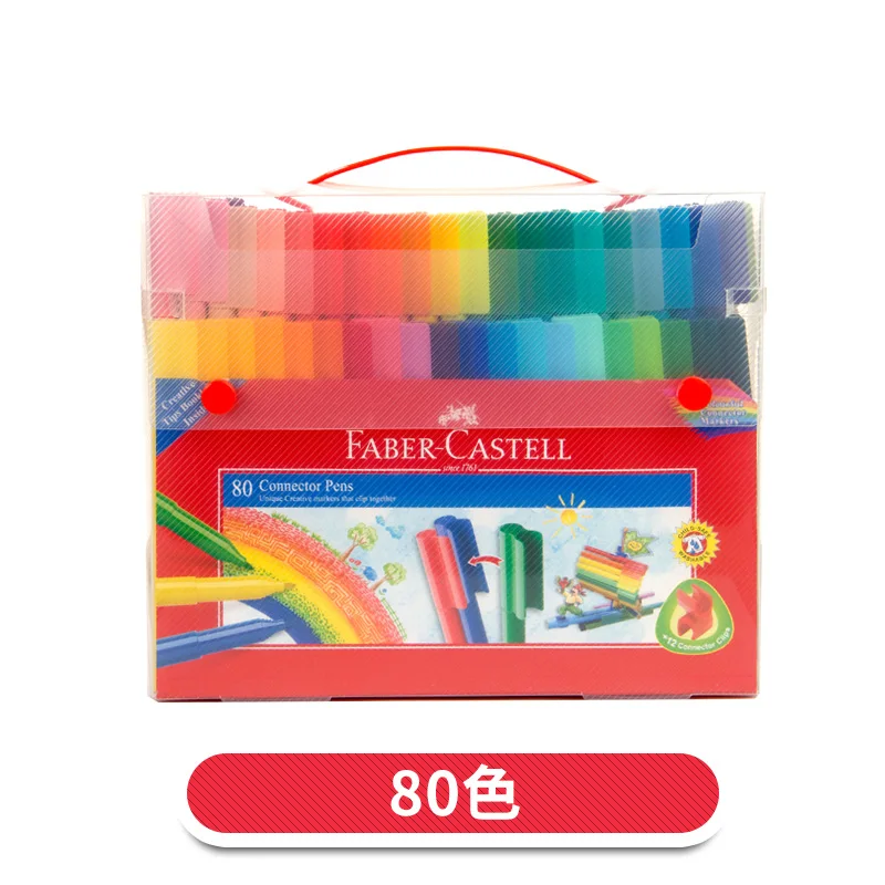 Faber Castell 30/60/80 цветов написание блок фломастеры Детские акварель кисти граффити Рисование Раскрашивание 155077 155071 155068 - Цвет: 80colors