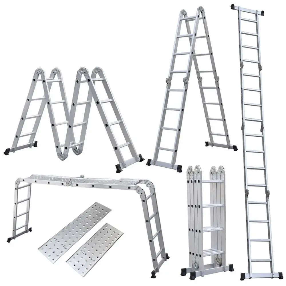 

FR 4x4 15.5FT Step Platform Multi Purpose All-Rustproof Aluminum Alloy Folding Scaffold Step Ladder for Commercial Use And DIY