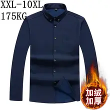 10XL 8XL 7XL новая зимняя официальная рубашка мужская с длинным рукавом классическая черная Рабочая одежда брендовая деловая Мужская плотная флисовая рубашка