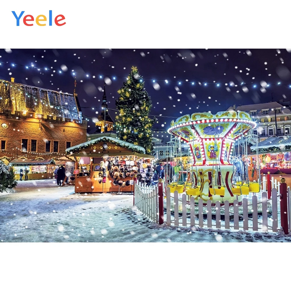 

Christmas Tree Playground Winter Snowflake Real Scene Baby Portrait Backdrop Background Photography Backdrops Vinyl Photophone