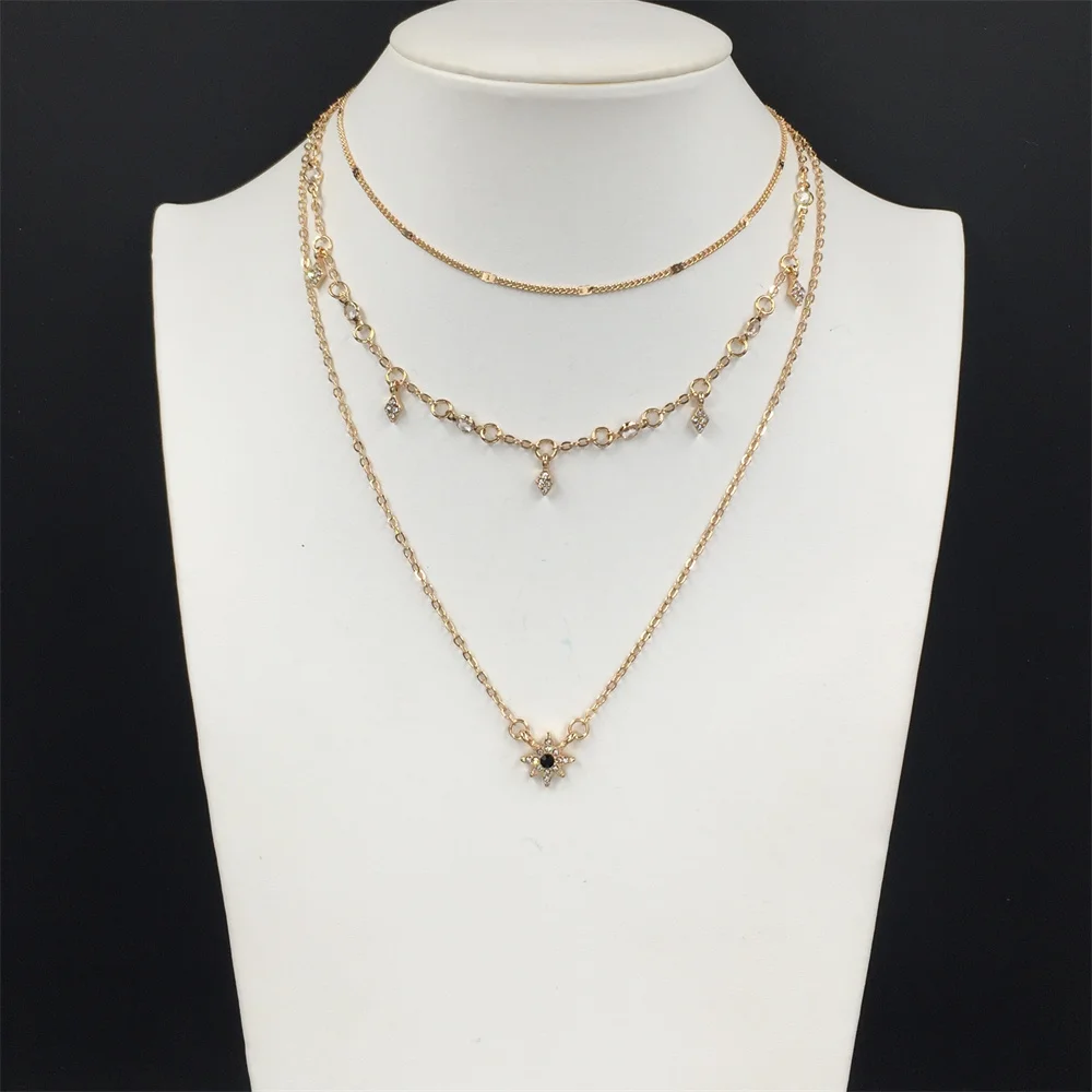 Блестящее позолоченное ожерелье с маленькой нежной звездой и шармом многослойное ожерелье для женщин и девушек элегантное великолепное прекрасное красивое ювелирное изделие