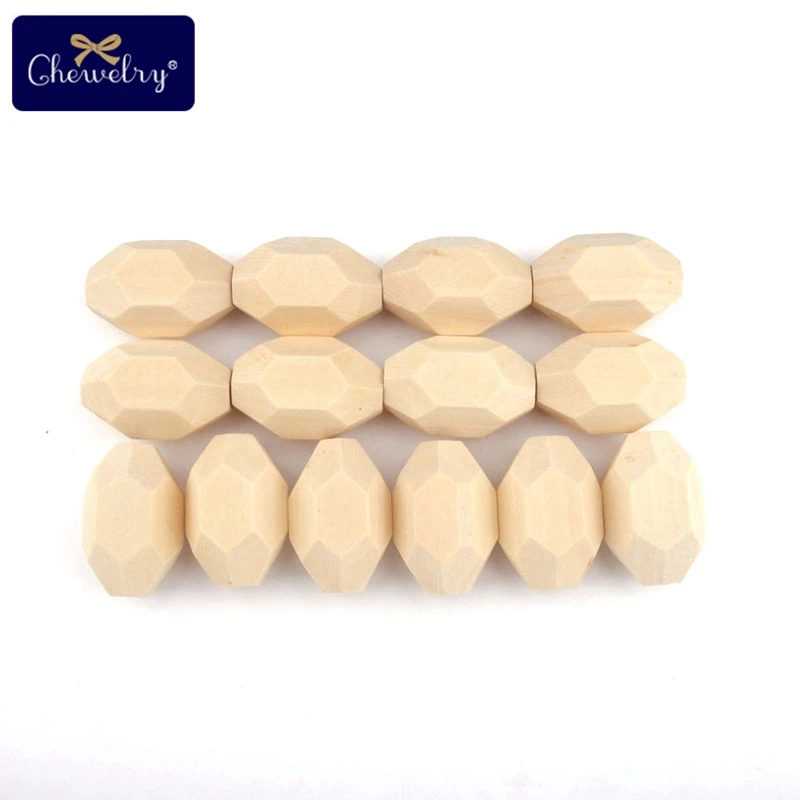 Beads 100 шт 32*22 мм детские деревянные бусины геометричные, многоугольные бусины DIY цепочка для прорезывания зубов браслет ювелирные изделия деревянный Прорезыватель грызунок для детской игрушки - Цвет: Beads