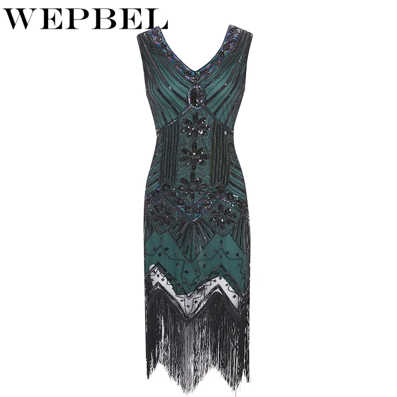 WEPBEL винтажное платье, платье Грейт Гэтсби, 1920 s, платье с блестками, платье для выпускного вечера, платье с кисточками