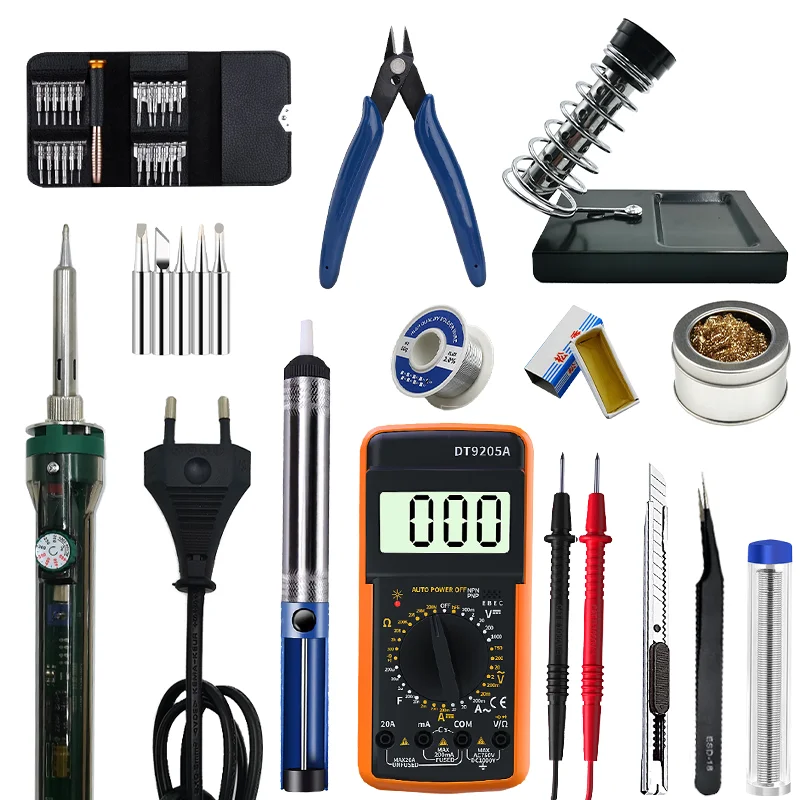 Electric Soldering Iron Set 100W 200V/110V Welding Solder Tools Temperature Adjustable Repair Ceramic Heater | Инструменты