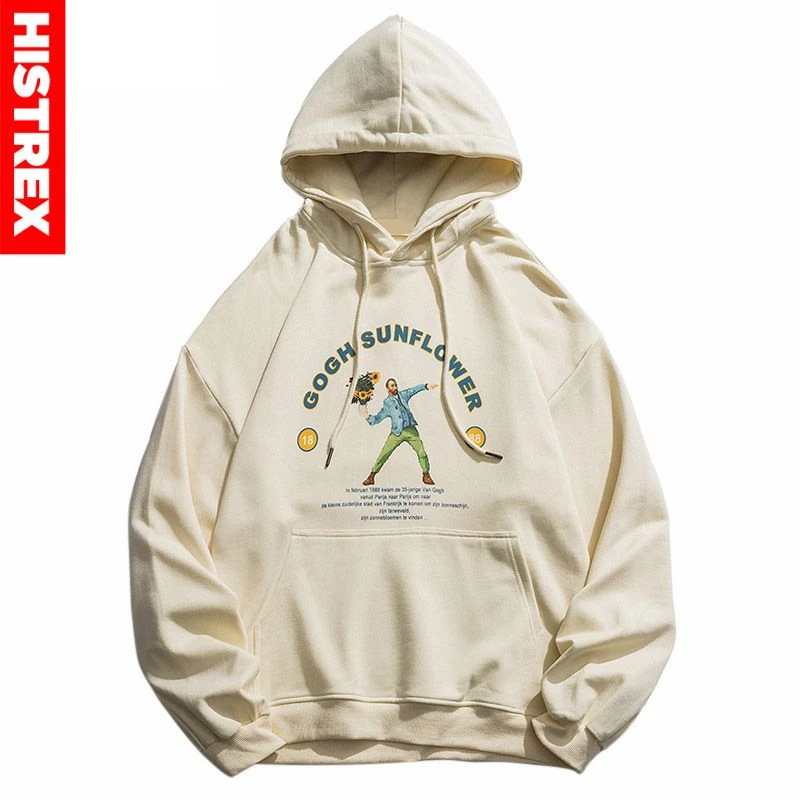 HISTREX Hombres Hip Hop capucha divertida Van Gogh Sunflower Harajuku Streetwear Sudadera con capucha Algodón Otoño Retro Beige|Sudaderas con capucha y sudaderas| - AliExpress