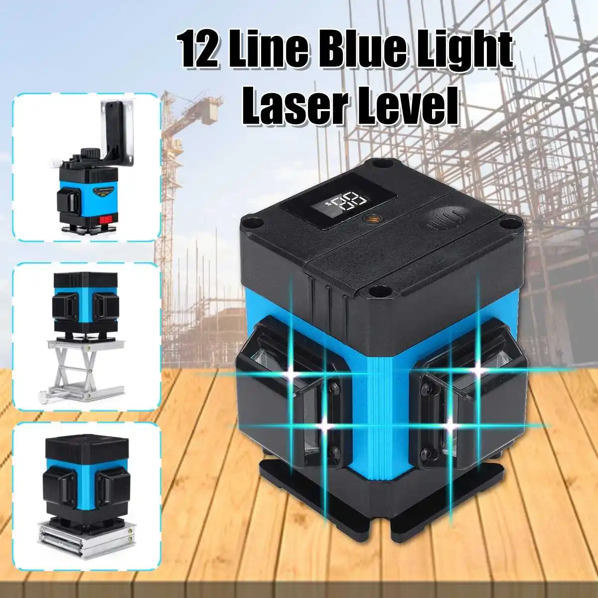 ZEAST 3D 360 ° 12 линия светодиодный дисплей LD Синий свет портативный лазерный уровень крест самонивелирующийся измерительный инструмент для наружного использования в помещении