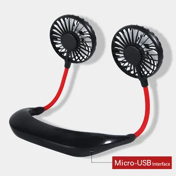 

2000mah Portable USB Fan Rechargeable Neckband Usb Fan Cooler Lazy Hanging Neck Fan Dual Cooling Fan Gadgets Cool 511#2