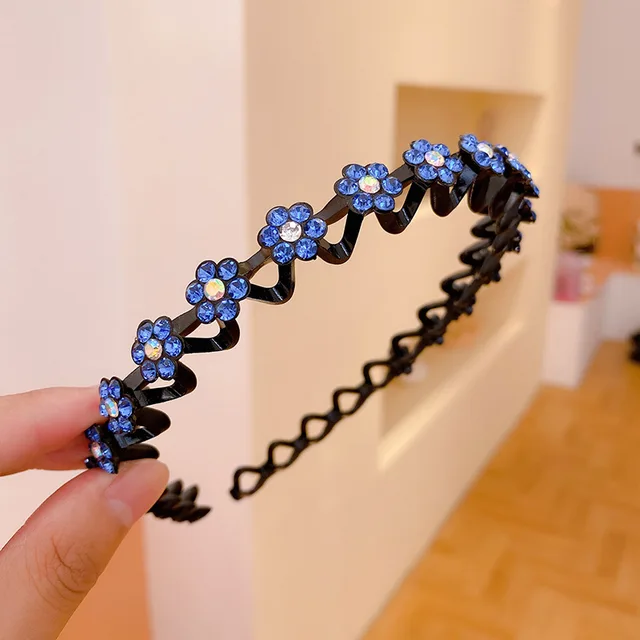 Fashion Pearl Non-Slip Rhinestone Hairbands Elastic Flower Women Hair Hoop Bands Headband Bezel Girls Hair Accessories Headdress type 2