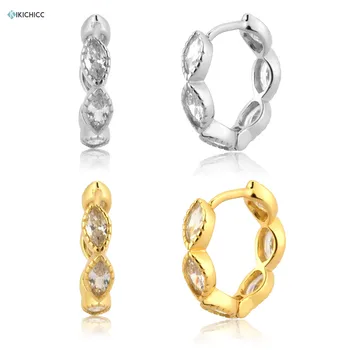 

Kikichicc 100% 925 Sterling Silver Clear Zircon Eye Huggies Loops Circle Hoops New Crystal 2020 Summer Collection Luxury Jewelry
