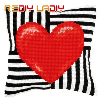

Cross Stitch Cushion Cover Geometric Love Sofa Pillow DIY Chunky Cross-Stitch Kits 100% Acrylic Yarn Pillow Case Hobby & Crafts