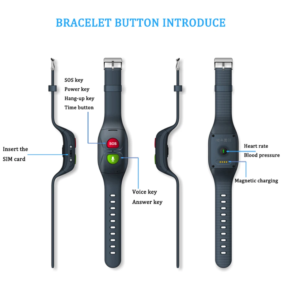 IP67 Smart Watch Gps Tracker SOS Bracelet Waterproof Old Men Kids Wristband big sos Button No display Monitor for Android