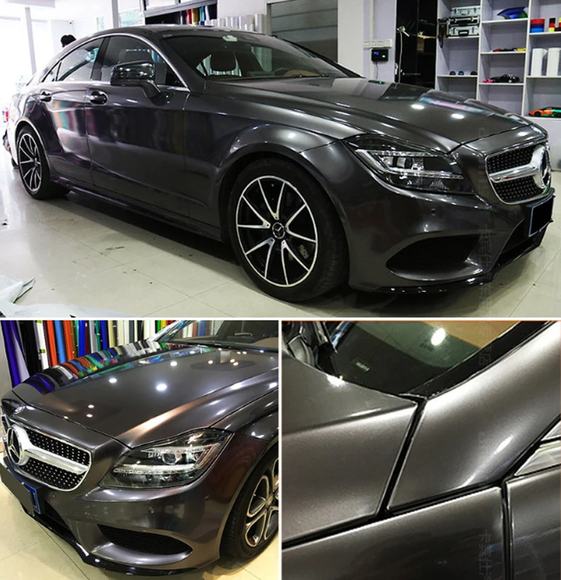 Grey Glossy Metallic Vinyl Film Wrap-6