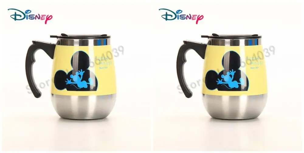 Couple cup F 2 шт., Дисней, милая кружка, нержавеющая сталь, чашка с крышкой, Микки, кружка для женщин, мужчин, офиса, пара, чашка, бутылка для воды, чайник, 450 мл - Цвет: Couple cup F