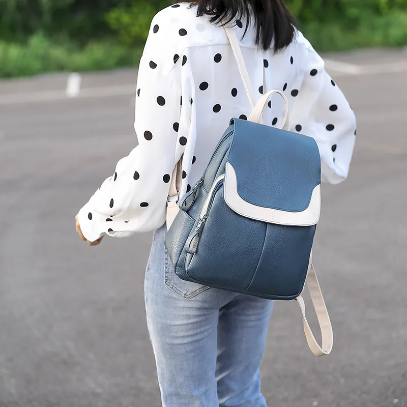 Preppy Style Designer Backpacks Women Quality PU Leather Travel Back Bag for Elegant Ladies Shopping Bag School Girl Book Bags