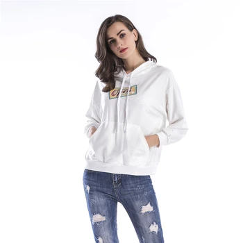 

Autumn Winter Cartoon Printing Women Hoodies Women's Hooded Tie Collar Sweatshirt Long Sleeve Loose Tops Drop Shipping