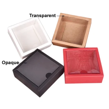 

15x15x5cm 1pc White/black/red kraft Window Box Packing Gift Boxes with pvc window for Candy/Cake/Soap/Cookie/Cupcake Display Box