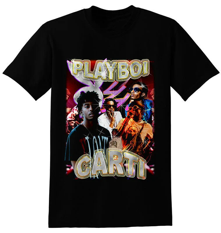 Playboi Carti/черная футболка в стиле хип хоп и рэп верхняя одежда|Футболки| |