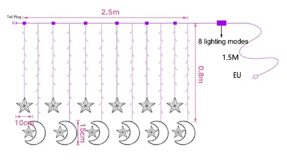 Светодиодный светильник с Луной и звездой, Рождественский светильник, s украшение, праздничный светильник, s занавес, лампа, Свадебный неоновый фонарь, ЕС/USB, сказочный светильник