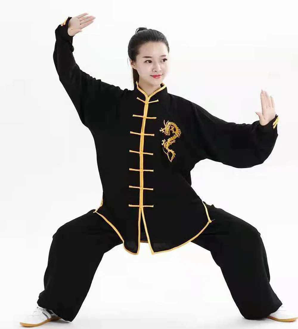 Tai Chi Clothing Chinese Traditional Costume Exercise Uniform Dragon Kung Fu Suits Long Sleeve Tai Chi Clothing Chinese Traditional Folk Taiji Outdoor Walking Morning Sports