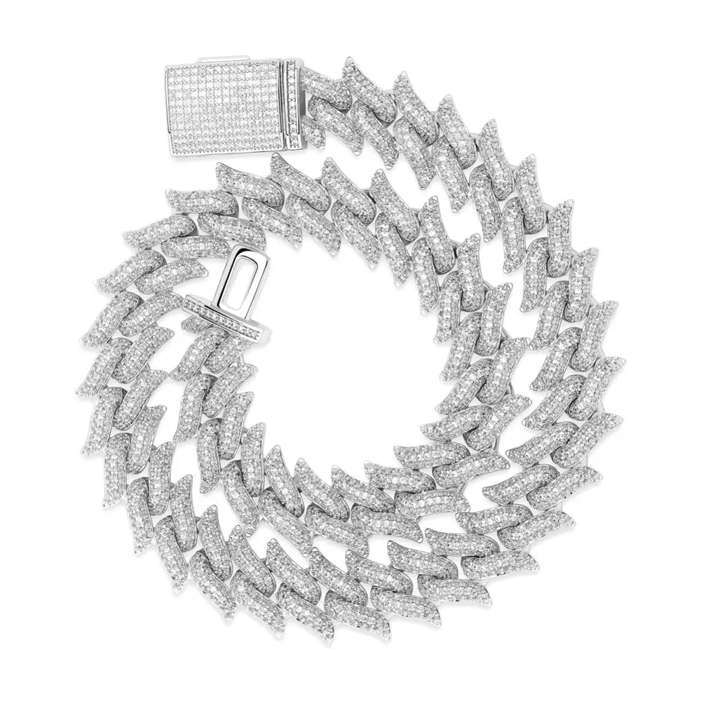 JINAO Iced Out 16 мм, застежка в виде коробки, кубинская цепь, тяжелая форма шипа, ожерелье с кубическим цирконием, побрякушки в стиле хип-хоп для мужчин, ювелирные изделия - Окраска металла: Silver