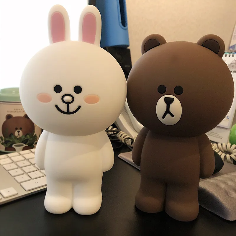 Мультяшный силиконовый пенал Kawaii для карандашей коричневый Медведь Кролик 3D