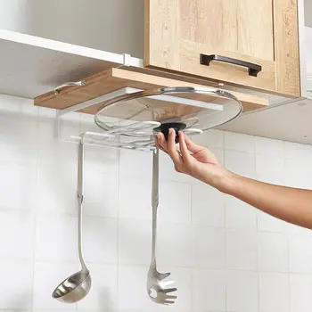 

Kitchen Storage Rack Lid Holder Free Punching Board Shelf Stick Board Shelf Door Back Cutting Board Rack Lid Storage Racks