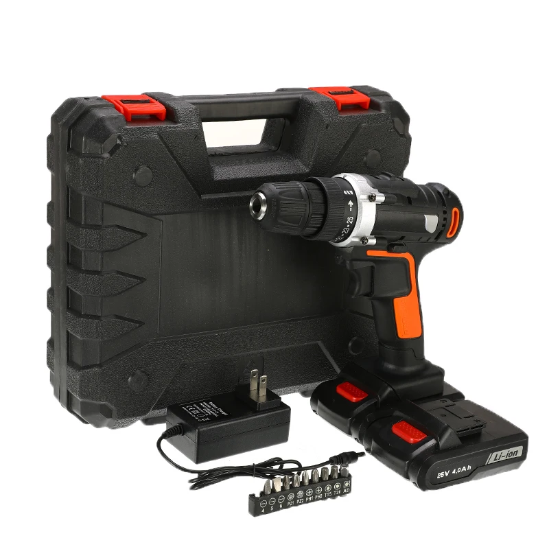  High Power Electric Screwdriver Cordless Impact Drills Driver DC Motor 2x4.0Ah Lithium Battery Hous
