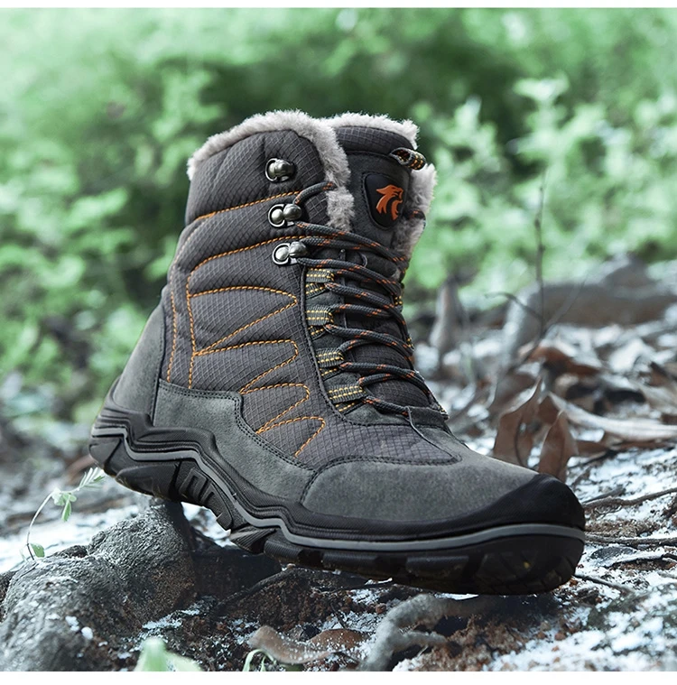 UEXIA New Super Warm Men Boots Platform Snow Boots for Men Thick Plush Outdoor Sport Slip-resistant Winter Shoes Plus Size 46