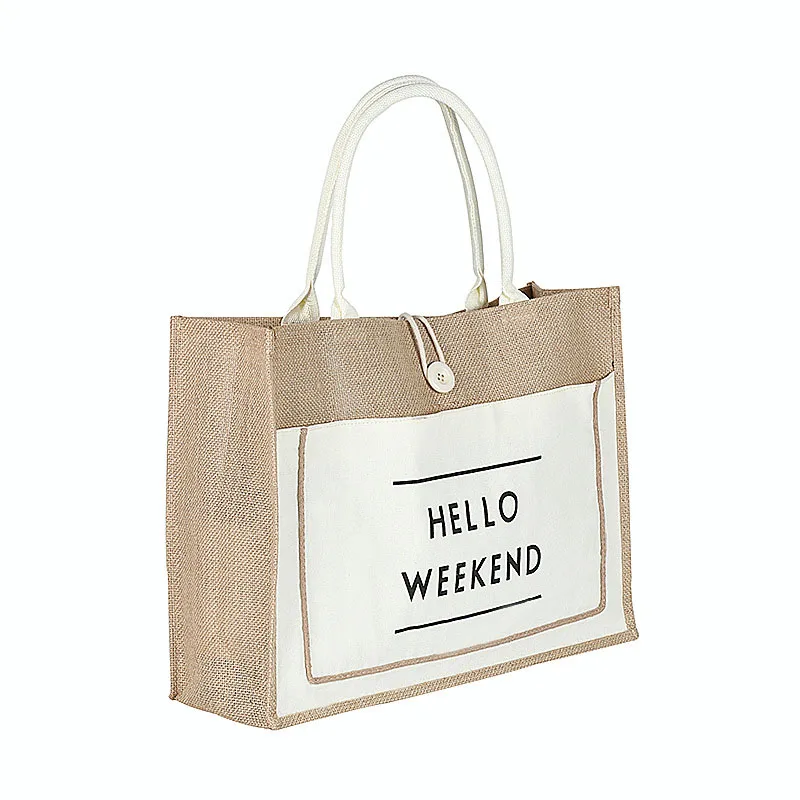 Сумка для хранения высокого качества женская льняная роскошная женская сумка повседневная сумка на плечо женская сумка Повседневная свежая пляжная сумка для покупок - Цвет: White30x25x13cm