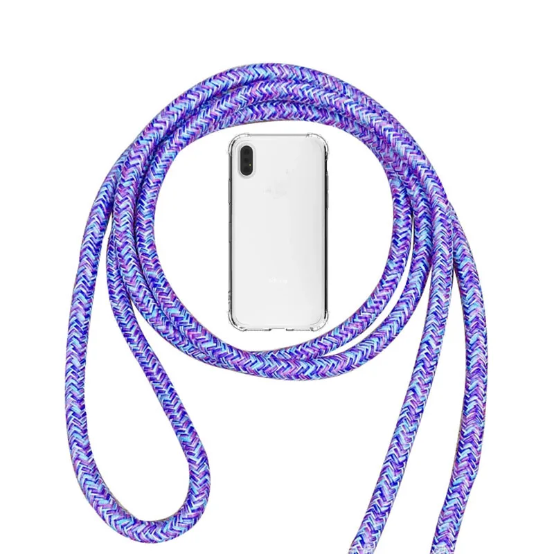 mix purple Кроссбоди шнурок Ожерелье Веревка Прозрачный чехол для телефона для iPhone 11 Pro Max XS MAX XR X 10 7 8 6 6s plus 5 5SE ремешок шнур крышка - Цвет: mix purple