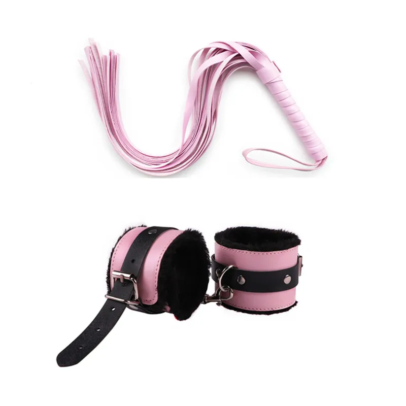 Bdsm Bondage Kit Leather Handcuffs Sets with Whip Nipple Clamps Ball Gag Sex Toys for Women Couples Flirt Games Adult Product