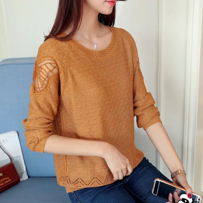 Ceny 2019 gorąca sprzedaż Lycra Standard pełna stałe sweter Poncho sweter kobiet jesień nowych kobiet sweter koreański długi rękaw luźna koszula