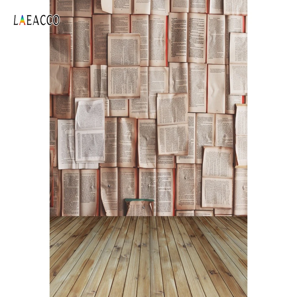 

Laeacco Open Books Wall Wood Floor Baby Photo Backdrops Vinyl Custom Backdrops Photography Backgrounds Props For Photo Studio