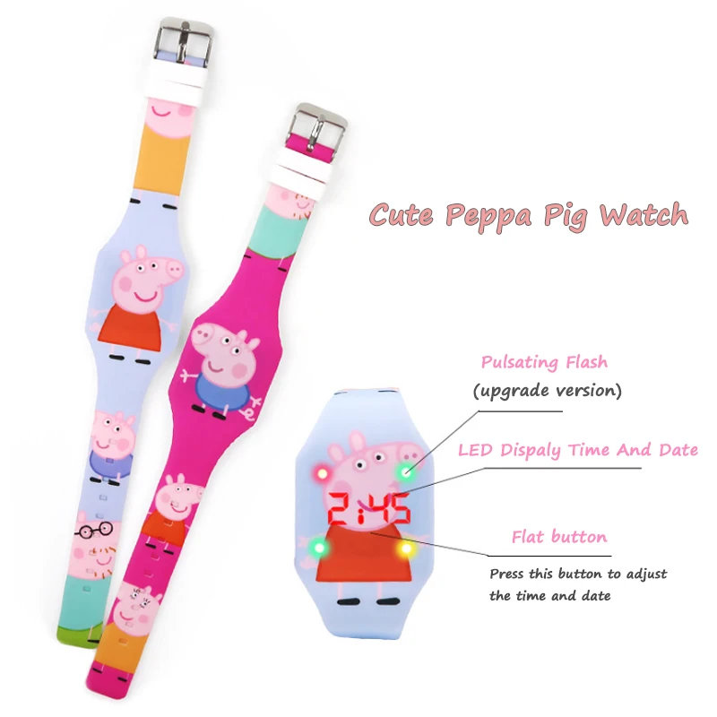 Peppa Pig светодиодный часы Джордж светящиеся часы цифровые часы силиконовые наручные часы Ceasuri Relogio подарок для мальчика девочки игрушки