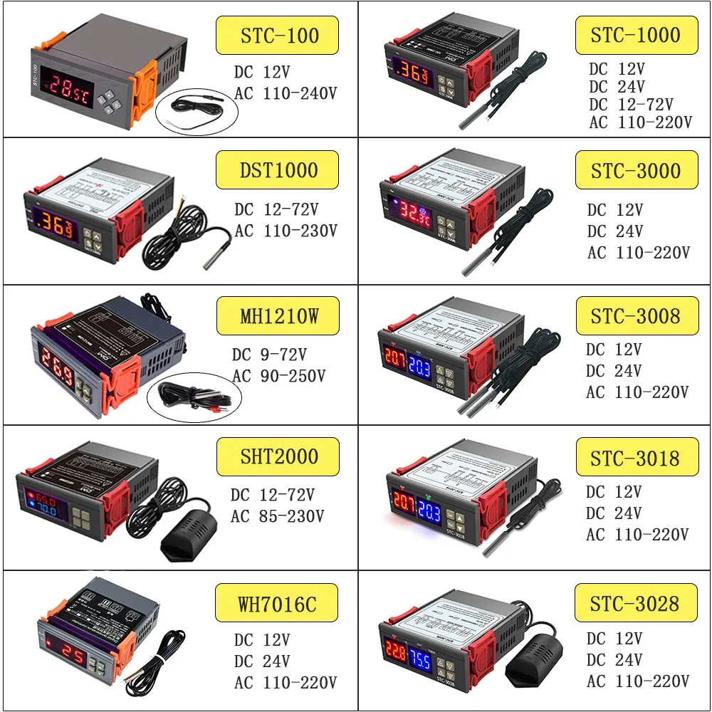 СВЕТОДИОДНЫЙ цифровой регулятор температуры DC 12V 24V AC 110V 220V терморегулятор управления термостатом W/нагреватель и кулер датчик