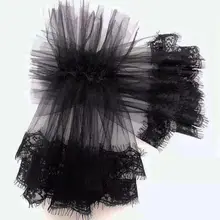 Наручные кружевные аппликации черные свадебные перчатки для невесты элегантные AXYD