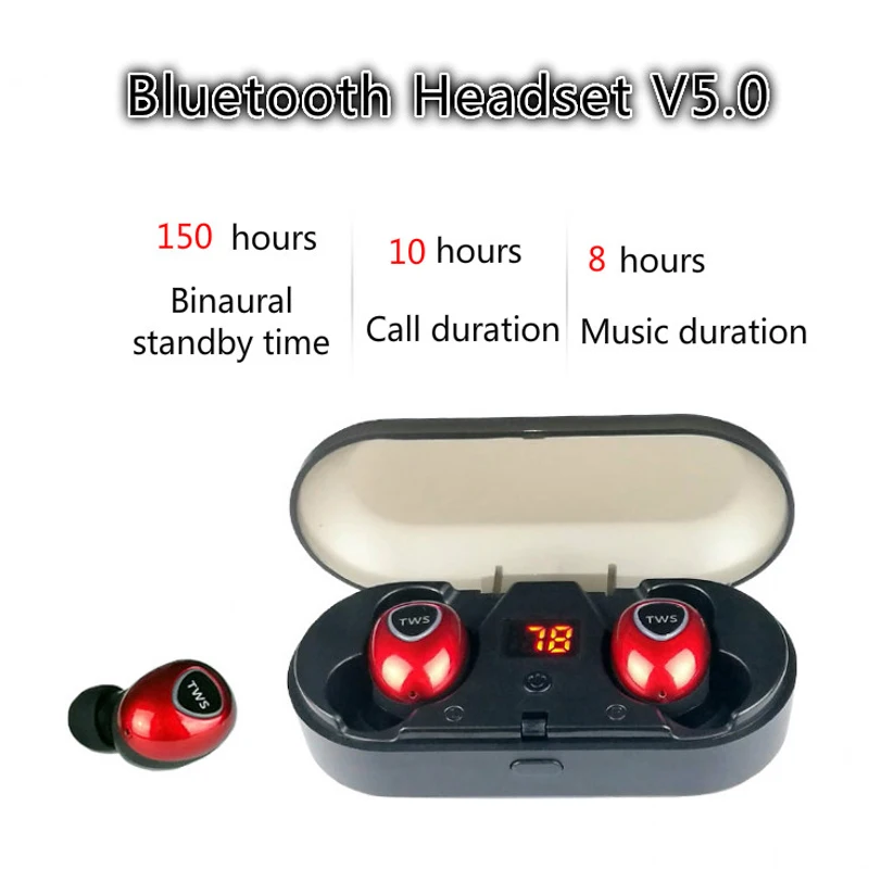 M7 Bluetooth гарнитура V5.0 наушники портативный TWS беспроводной сенсорный наушник с зарядным чехлом спортивные 3D стерео двусторонние звонки гарнитуры