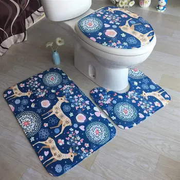

Bathroom Mat Set 3PCS/Set Bathroom Kitchen Tapete Washable Popular Toliet Rug Banheiro Carpet Flannel Anti-Slip Bath Mat