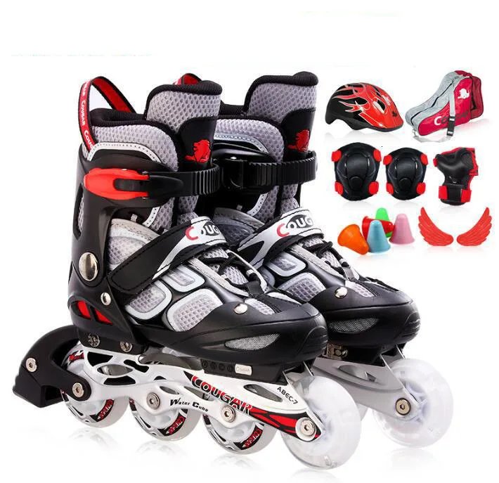 Set Black white Trix Высокое качество роликовые коньки детские роликовые коньки регулируемый размер мигающие роликовые коньки обувь для девочек и мальчиков Patines - Цвет: Set Black white