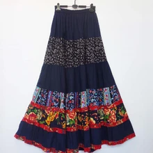 Makuluya богемные женские повседневные хлопковые льняные винтажные Prairie шикарные универсальные девичьи праздничные длинные юбки с эластичной резинкой на талии BHL6