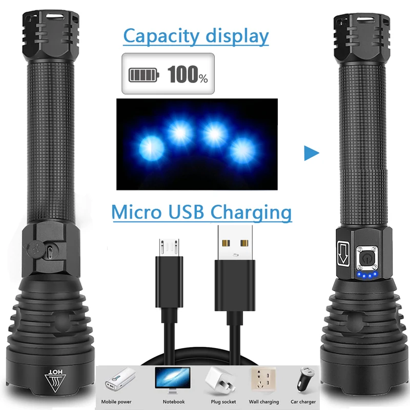 350000LM самый мощный XHP90 светодиодный фонарь с зумом Тактический XLamp 90 2