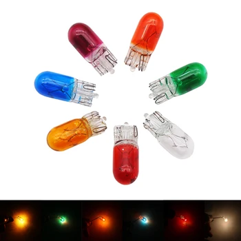 

10pcs T10 Halogen w5w 168 194 158 wedges 12V 3W Side wedges Car Light source instrument lights Halogen lamp Red White Yellow