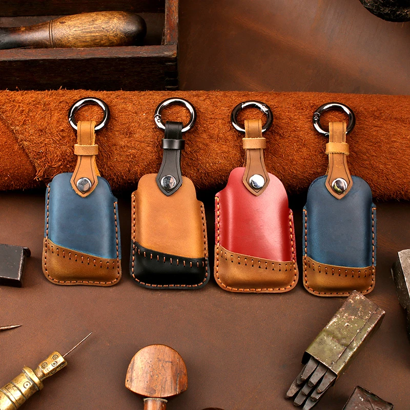 Car key case for Volkswagen Passat Golf Magotan Crazy Horse Leather Key Case Leather Car Keychain