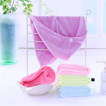 

Weiß Korallen Samt Trockenes Haar Bad Handtuch Mikrofaser Schnell Trocknend Turban Super Saugfähigen Frauen Haar Cap Wrap mit Ta