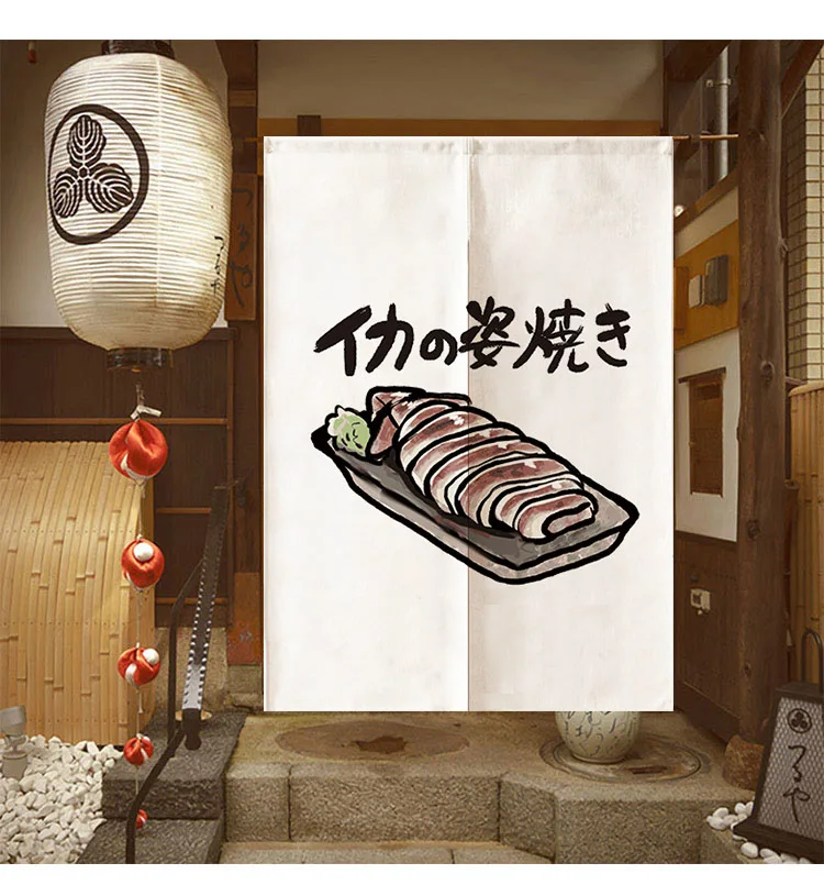 Japanese Sushi Izakaya Kitchen Doorway Curtain Noren Polyester Hanging Curtain For Bedroom Living Room Decor Short Door Curtain