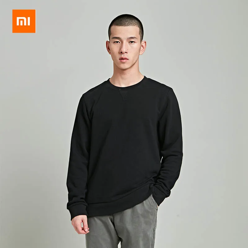 5 цветов Xiaomi Mijia MITOWNLIFE классический свитер с круглым вырезом из чесаного хлопка мягкий освежающий легко брать - Цвет: black XL