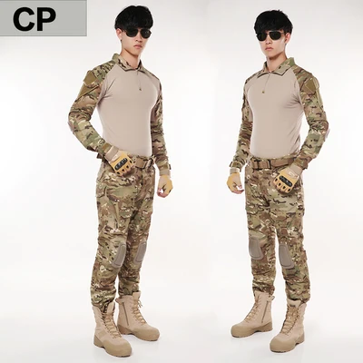 Suit 02 Тактическая камуфляжная военная форма, костюм для мужчин, армейская одежда США, военная боевая рубашка+ брюки-карго, наколенники - Цвет: Suit 02