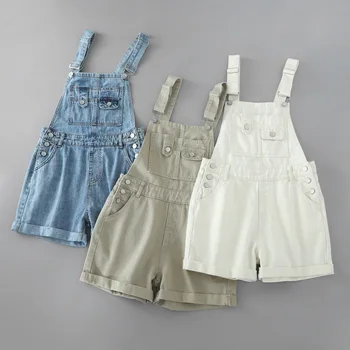 

Summer jeans suspenders shorts jumpsuit Loose overalls for women Korean fashion denim romper 2020 combishort Pocket salopette