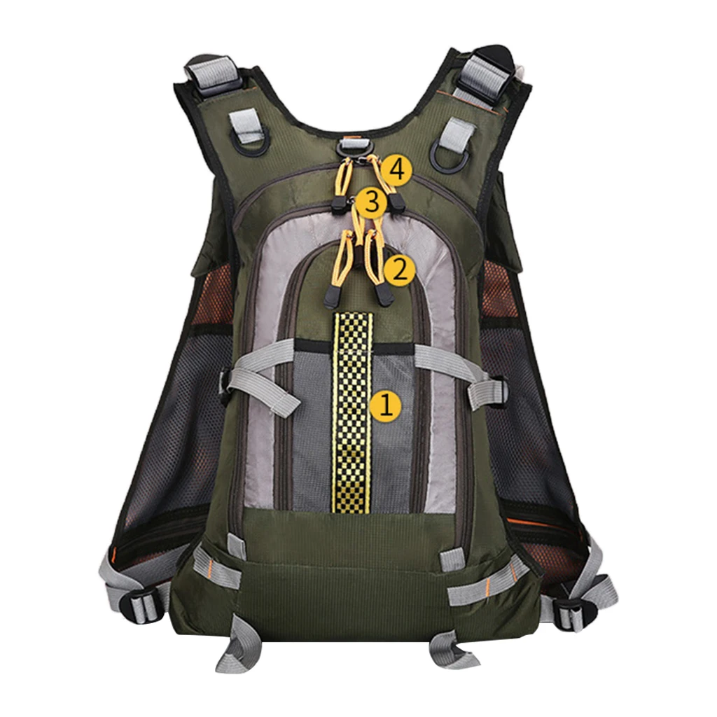 

Breathable Multi Pocket Adjustable Size Fishing Tackle Vest Pack with Storage Compartments for Fishing Gear Organization